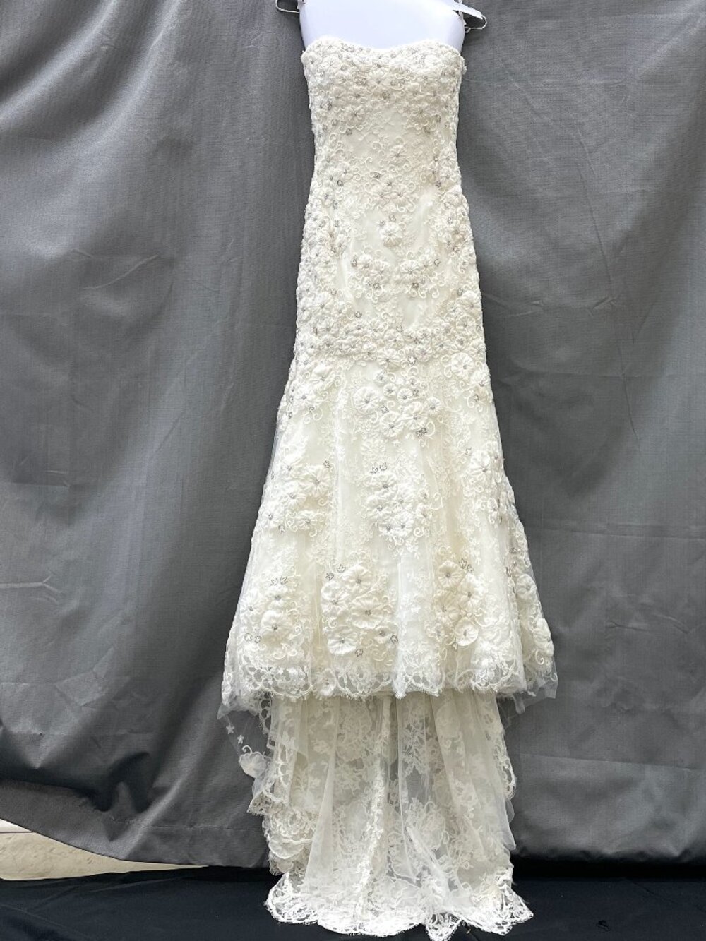 Vintage Monique Lhuillier Fall 2007 Lace Wedding Gown - Picture 3 of 12